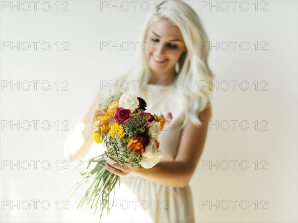 Woman holding bouquet