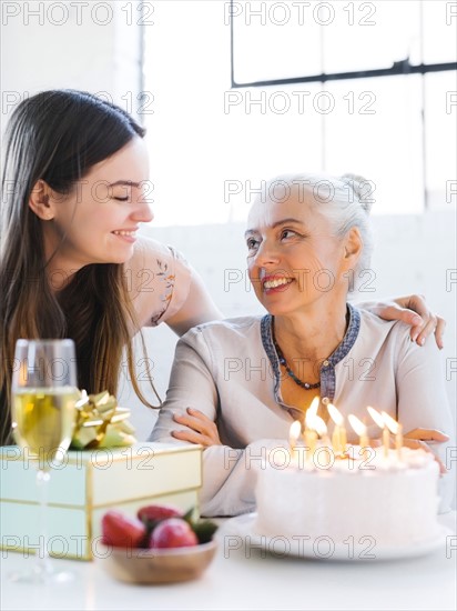 Daughter and mother at birthday party