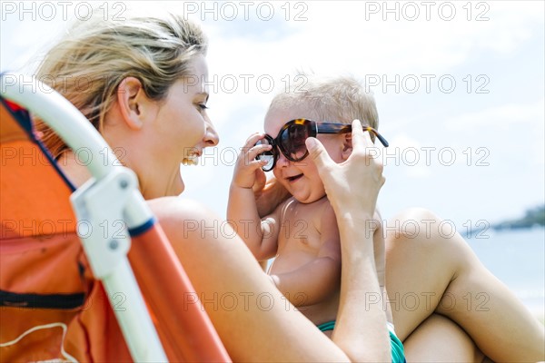 Mother and little son (18-23 months) having fun