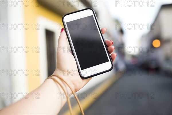 Woman holding phone