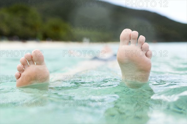 Woman floating on water