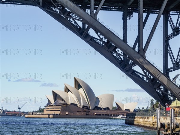 Australia, New South Wales, Sydney, Part of bridge with Sydney Opera House in background