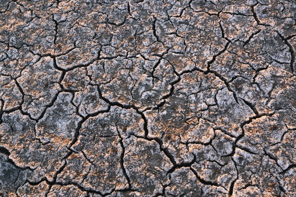 High angle view of cracked desert