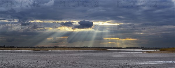 Ukraine, Dnepropetrovsk Region, Novomoskovskiy District, Lake Soleniy Lyman at sunset