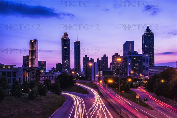 USA, Georgia, Atlanta, City skyline at dusk