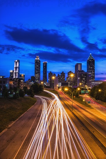 USA, Georgia, Atlanta, City skyline at dusk