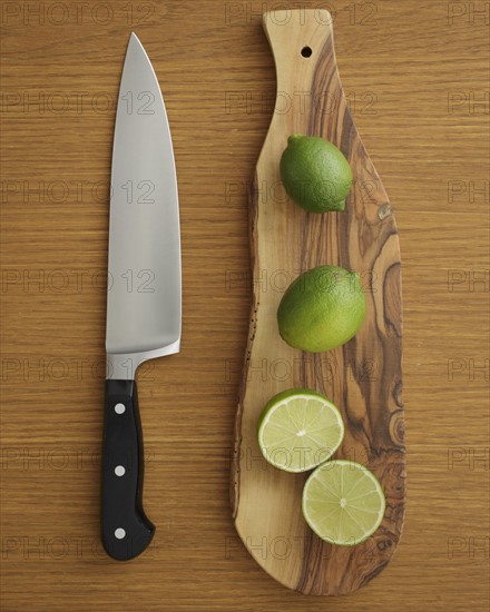 Studio shot of lime on cutting board for guacamole