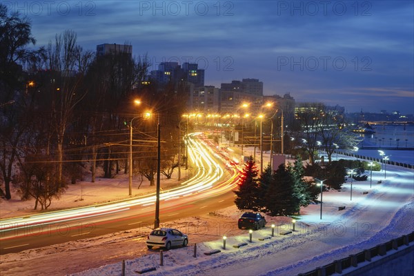 Ukraine, Dnepropetrovsk region, Dnepropetrovsk city, City with light trails