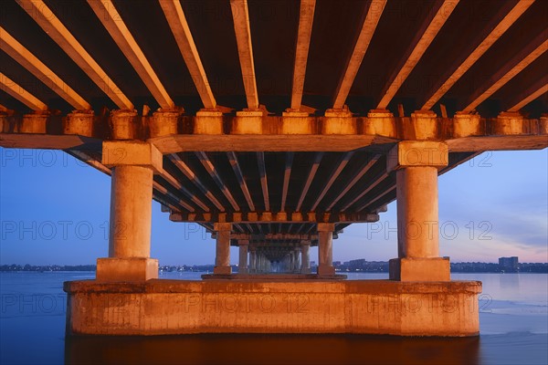 Ukraine, Dnepropetrovsk region, Dnepropetrovsk city, Bridge seen from below