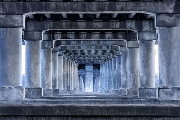 Ukraine, Dnepropetrovsk region, Dnepropetrovsk city, Bridge seen from below