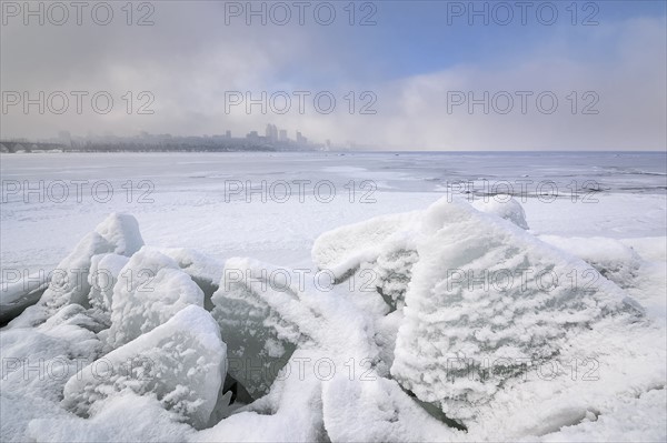 Ukraine, Dnepropetrovsk region, Dnepropetrovsk city, Lumps of ice