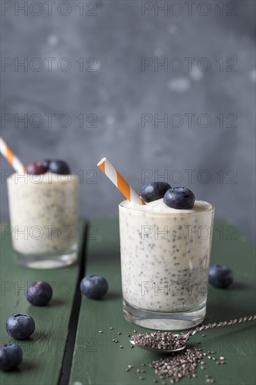 Smoothie with blueberries and chia seeds