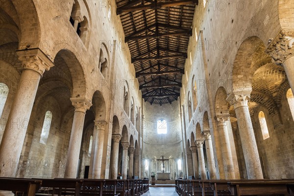 Italy, Tuscany, Montalcino, Interior of Abbey of Sant'Antimo