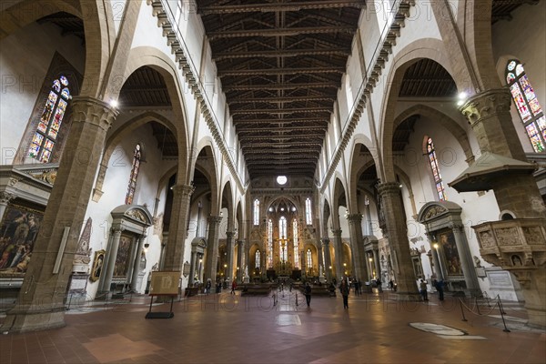 Italy, Tuscany, Florence, Interior of Basilica of the Holy Cross