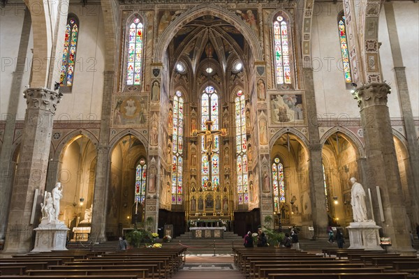 Italy, Tuscany, Florence, Interior of Basilica of the Holy Cross