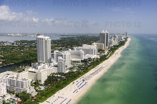 USA, Florida, Miami, Aerial view of coastal city