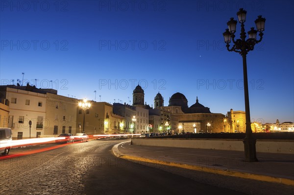 Spain, Andalusia, Cadiz, Cathedral de Cadiz in long exposure