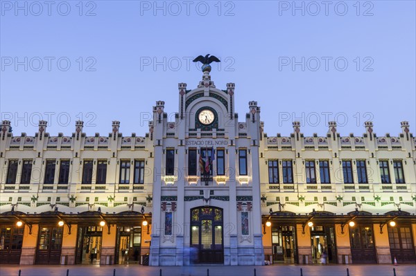 Spain, Valencian Community, Valencia, Facade of North Station