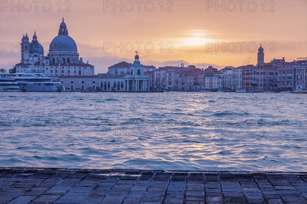 Italy, Veneto, Venice, Santa Maria della Salute Basilica in sunset light