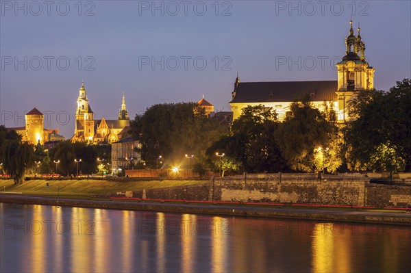 Poland, Lesser Poland, Krakow, Church on Rock and Wawel Hill