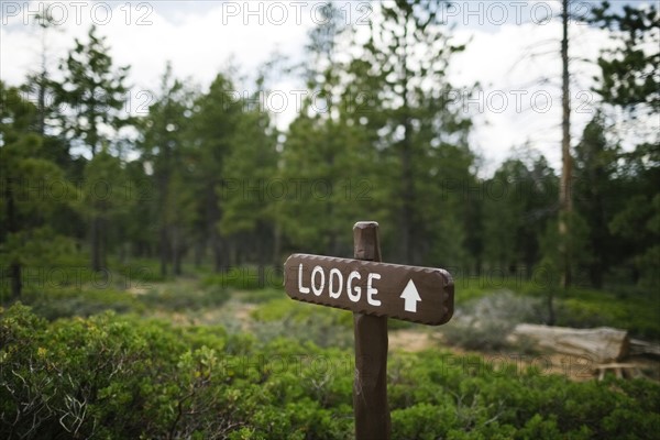 USA, Utah, Sign in Bryce Canyon National Park