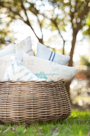 Pillows in basket