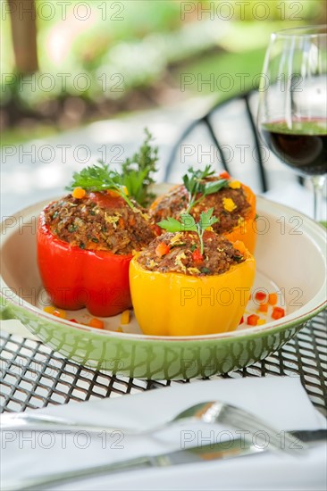 Stuffed peppers in bowl