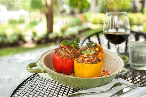 Stuffed peppers in bowl