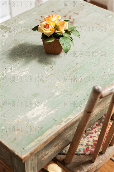 Flower in flower pot on table