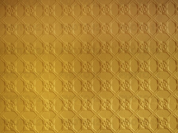 Yellow pressed tin ceiling