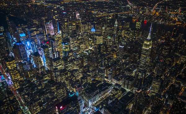 USA, New York, New York City, City lights at night