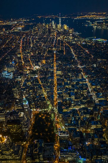 USA, New York, New York City, City lights at night