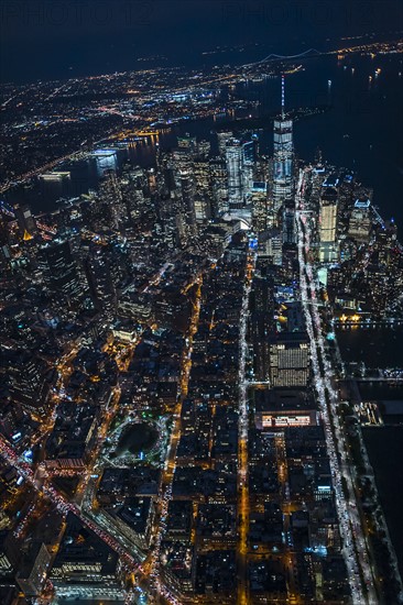 USA, New York, New York City, City lights at night