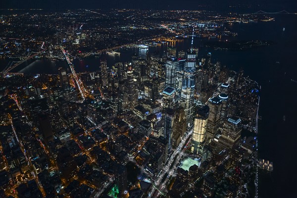 USA, New York, New York City, City lights at night