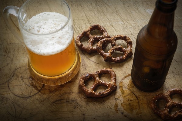 Pretzels and beer mug