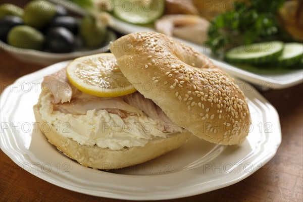 Sandwich with whitefish and cream cheese