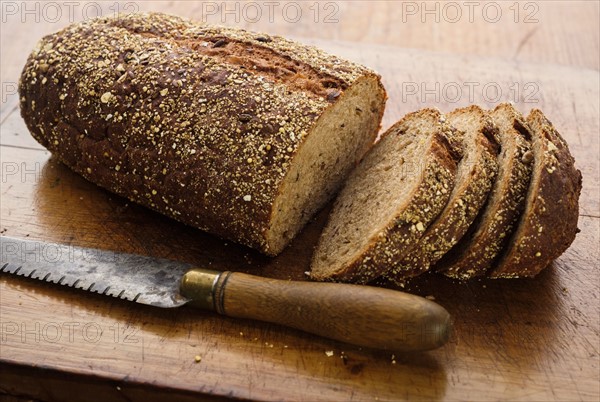 Brown bread on wooden table