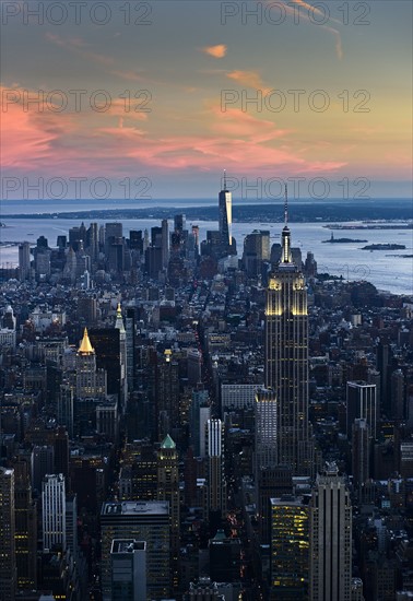 USA, New York, New York City, City at dusk