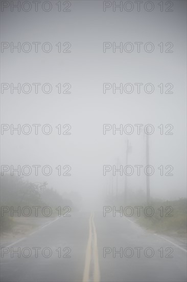USA, Massachusetts, Nantucket Island, Road in fog
