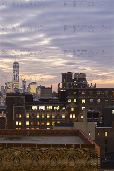 USA, New York, New York City, Cityscape at dusk