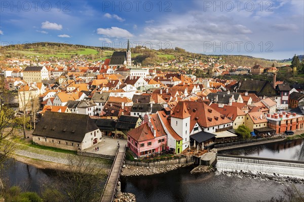 Czech Republic, South Bohemia, Cesky Krumlov, Scenic view of old town