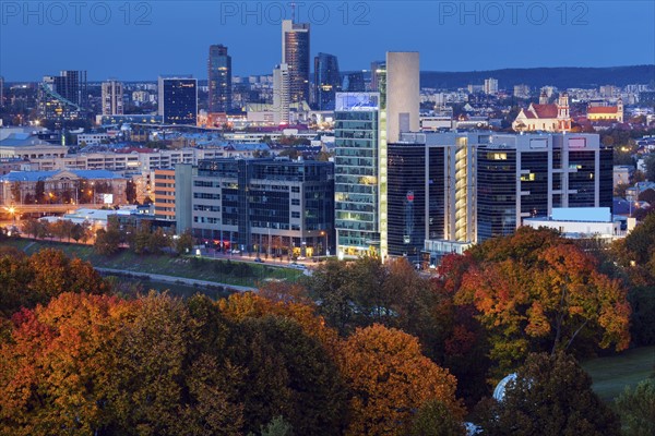 Lithuania, Vilnius, Cityscape at night