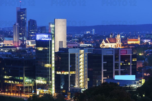 Lithuania, Vilnius, Cityscape at night