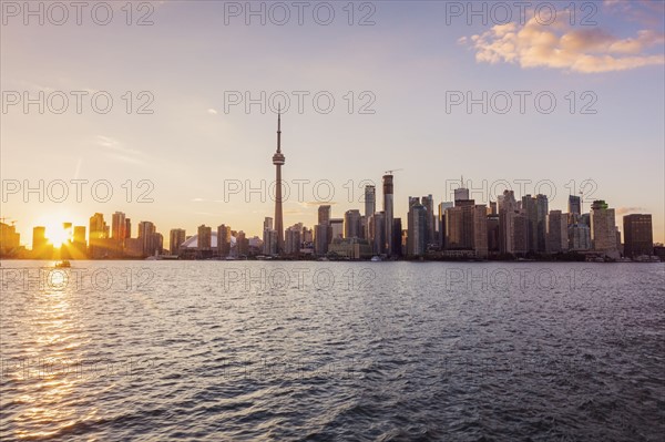 Canada, Ontario, Toronto, Modern city on sunset