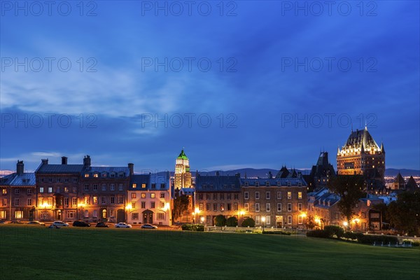 Canada, Quebec, Quebec City, Old architecture at dusk