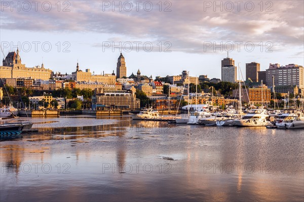 Canada, Quebec, Quebec City, city reflecting in water