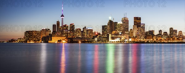 Canada, Ontario, Toronto, City reflecting in water