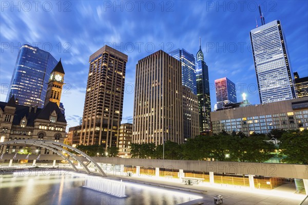 Canada, Ontario, Toronto, Modern architecture with tower of Old City Hall