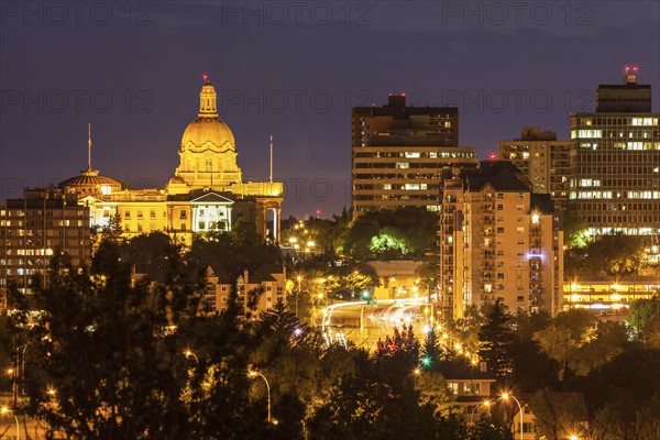 Canada, Alberta, Edmonton, Cityscape at night