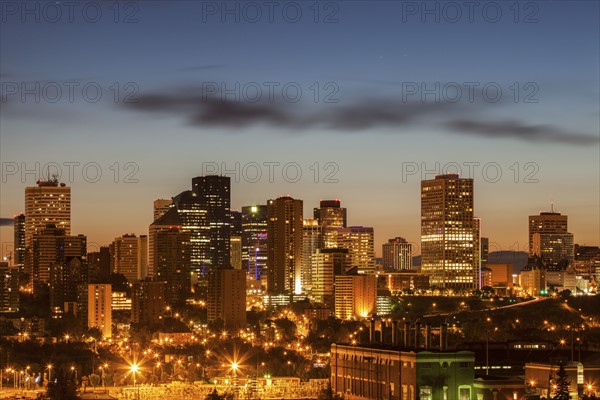 Canada, Alberta, Edmonton, Cityscape at dusk